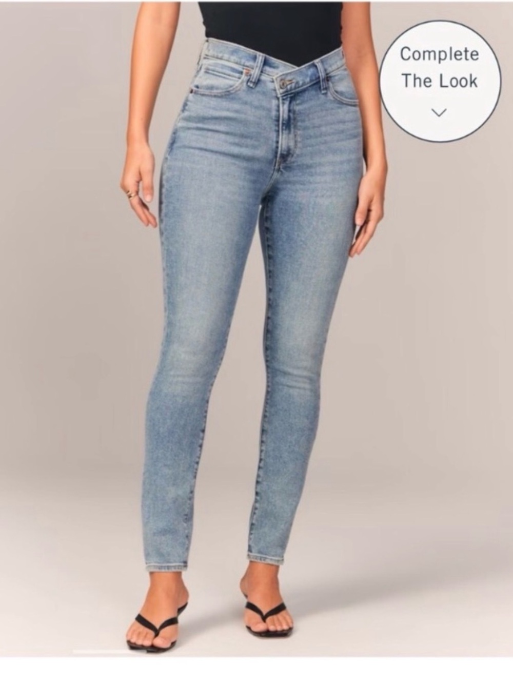 Abercrombie & Fitch Curve Love Super Skinny Ankle High Rise Cross Front Jeans